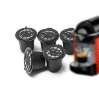 Filtry do kawy 6PCS wielokrotne użycie kapsułki Nespresso Cups z pędzlem łyżką czarną kapsułki do napełniania Filtr Prezent 221101