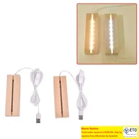 Деревянная светодиодная лампа основание USB -кабельное выключатель ночной свет 3D светодиоды ночи лампы основы