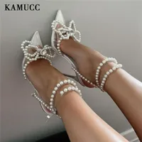 Dress Shoes Wedding Women Pumps Pearl High Heels Sexy Pointed Toe Sandals Party Brand Fashion for Lady 221101