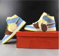 SneakersAuthentic de alta gama 1 Mid SE zapatos Fearless Maison Chateau Rouge Men 1s zapatillas de zapatillas p￡lidas Cinnamon azul amarillo