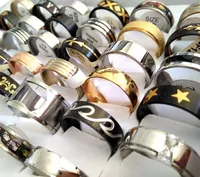 Cluster anneaux 50pcs grande taille 20 21 22 23 24 groupe en acier inoxydable masculin Top mix mode bijoux en gros de bijoux