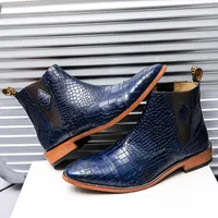 أحذية Misalwa الإيطالية للرجال تشيلسي بوتس بو الجلود المدببة إصبع القدم البريطاني النمط الأزرق الأسود الأسود الأحذية رجال أوكسفورد أزياء T221101