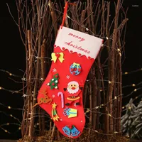 Decorações de Natal 1PC DIY Christams Sock Pingente Santa Pattern Socks Saco de Candy Saco pendurado Ornamentos de Natal Navidad Decor