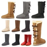 UGGLY SNOW SOOTS Fur Boot Tall Boots Australia Classic Chestnut Black Grey Chocolate Fashion Outdoor 2021 New WGG Women 3 Bow Size 36-41