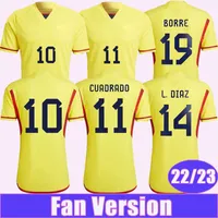 22 23 Colombia Curdrado Mens Soccer Jerseys National Team Duvan L.Diaz Borre Sanchez Home Football Shirts