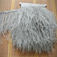 light grey ostrich feather trimming fringe ostrich feather fringe feather trim 5-6inch in width for sew craft customes285o