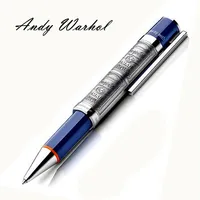 Escritor de edição limitada Andy Warhol Monte Ball5 Pen exclusivo resina azul preta e relevos metálicos barril de canetas de bola de escritório high301o