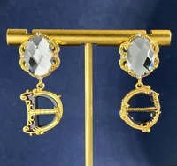 Studri di orecchini progettati da signore G Lettere D Diamonds Crystal Pendants 18k Oro Anti Allergy Allergia Designer Clip Designer Ear Bitele D98