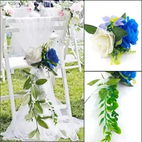 Dekoratif Çiçekler Düğün Sandalye Dekorasyonları Yapay Çiçek Festival Partisi için Yeşil Yapraklar Diy Malzemeleri Sahte