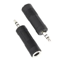 Negro de 3.5 mm macho a 6.35 mm Jack hembra Conector ESTEREO Audio Adaptador Converter de calado para altavoz de auriculares de micrófono