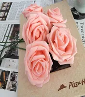 PINK Color 100pcs Dia7cm Artificial Single Stem PE Foam Half Open Rose Wedding Christmas Bridal Flower7679211