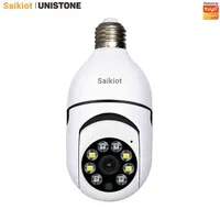 Saikiot Tuya Smart Socket Bulb Camera 1080pデュアルライト2MP WiFi屋内双方向オーディオベビーモニターカメラホームセキュリティH1117286D