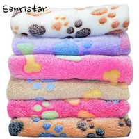kennels pens Pet Dog Bed Blanket Soft Fleece Cat Cushion Winter Warm Paw Print Cats Cover For Small Medium Large Dogs Mat 221102
