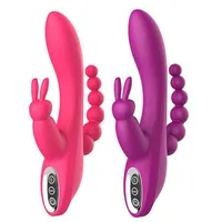 Massager Sex Toy Female Intero Vibratore Erotico Erotico G-Spot Clitorisi anale Tre in uno dildo per adulti lesbiche Toy297c