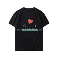 럭셔리 패션 브랜드 남성 T 셔츠 작은 러브 레터 인쇄 라운드 넥 넥 짧은 슬리브 느슨한 티셔츠 캐주얼 탑 블랙 살구 아시아 크기 S-2XL