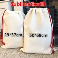 Personalized Sublimation Santa Sack 2022 Christmas Decoration Stocking Bag Candy Canvas Bags First Christmas Gifts for Kids Party Evening