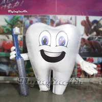 Reklama nadmuchiwany ząb balon 2M 3M olbrzymie białe zęba w kształcie kreskówki Mascot Figure Dental Model z szczoteczką do zębów na zdarzenie 307H