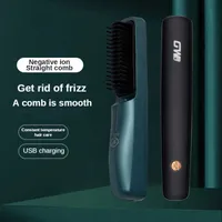 Hair Curlers Straighteners Wireless Portable USB Man Professional Fast Heating Styling Iron Comb for Beard Ceramic Multifunctional Straightener Curler W221101