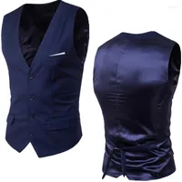 Men&#039;s Vests Men&#39;s Navy Blue Suit Vest Waistcoat Slim Fit V Neck Tuxedo Men Formal Business Smart Casual Gilet Homme