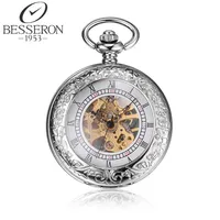 Pocket Watches Besseron Reloj Steampunk Mens Titanium Mechanisch horloge Vintage Pendant Silver Chain Orologio Da Tasca221i