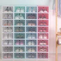 Утолщенная прозрачная обувная коробка Домохозяйственная пластиковая артефакт простой многослойный шкаф для шкафа сборка в японском стиле пыльно-надежный VTMTL0847