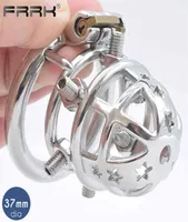 FRRK Spiked Cock Cage Erect Denial Vicious Male Chastity Device Brutal BDSM Stimulate Screw Sissy Penis Ring Tough Sex Toys256S4582482