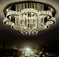 Pendant Lamps Chandeliers Luxury Modern Lustre K9 Crystal Led Ceiling Chandelier Flower Chrome Steel Dimmable Chandelier Lighting Luminarie