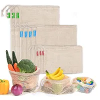 Yeniden kullanılabilir pamuk örgü sebze meyve gıda mutfak yıkanabilir ızgara torbası eko ip çanta organizatör için çantalar