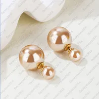 Fashion Double Side Ball Luxury Pearl Stud Brincos Brand Designer cl￡ssico Retro Retro vintage Earring an￩is de orelha de joias Presente de joias