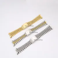 19mm 20mm New 316L Stainless Steel Gold Two tone Watch Band Strap Old Style Jubilee Bracelet Curved End Deployment Clasp Buckle280Q