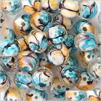 Metals Glass Bead Mixed Colorf Round Loose Diy Beads Bracelet Drop Delivery 2022 Jewelry Dhejc