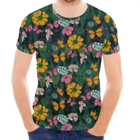 T-shirts pour hommes conception de plante de papillon floral imprim￩ imprim￩ de style hawa￯en polyn￩sien t-shirt mince de luxe