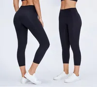 L2047 Kadın Yoga Taytlar Nake Hissed Capri Pants Highrise Kıyafet Hayır Tline Elastik Sıkı Düz ​​Renk Spor Pantolonları7303417