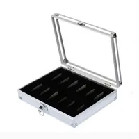 2021 whole Professional 12 Grid Slots Jewelry Watches Boxes Display Storage Square Box Case Aluminium Suede Inside Container Organizer3079