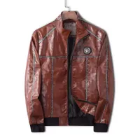 Men&#039;s designer leather jacket spring and autumn coat baseball suit zipper casual sports coat Asian size clothing