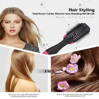 One Step Hair Dryer Brush and Volumizer Blow straightener and curler salon 3 in 1 roller Electric Air Curling Iron comb343F