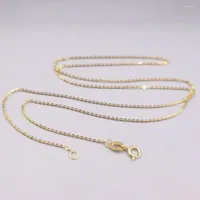Chains Genuine Real 18K Yellow Gold Thin 0.9mm O Link Chain Necklace For Woman 17inch Stamp Au750