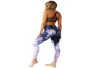 Йога наряды Lukitas Fitness Women Set 2 Piece Print Clothing Sport Up Sports Bra High Tail