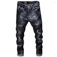 Men&#039;s Jeans 2022 Boutique Sleek Minimalist Hole Stretch Men&#39;s Black Male Casual Trousers Hose Men