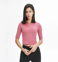 L059 Yoga T قمصان Basic Slim Fit Sports Tops Women Wording Outfit Litness Shirt نصف الأكمام للبشرة Top on the Move4798540