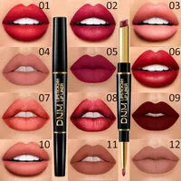 2in1 Lip Liner Lippenstift 12 Farben Mattstifte 24 Stunden und mit Lippen -Make -up -Set für Frauen langlebige Labiales Mate 24 Horas Originales