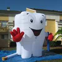 Bouncers inflables Dientes inflables artificiales personalizados con cepillo de dientes Led White Dental Man Balloon para promoci￳n de publicidad dentista 4mtshigh