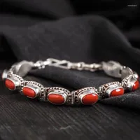 Link Bracelets Nepal Handmade S925 Silver Accessories Bracelet Wrist Ring Women&#39;s Tibetan Creative Retro Ethnic Style
