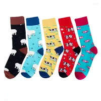 Erkek Çoraplar 5 Çift Kış Pamuk Kalın Erkekler Erkekler İçin Komik Mutlu Mürettebat Kalsetinler Adam Sokken Heren Hediyeleri Socken 44 46 42