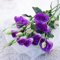Decorative Flowers Artificial 3 Head Trigeminal Eustoma Platycodon Grandiflorum Silk Fake Bouquet For Home Decoration Wedding