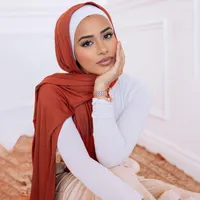 Scarves Modal Cotton Jersey Hijab Scarf Women Muslim Stretchy Solid Color High Quality Plain Foulard Bandana 170 80cm