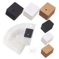 Jewelry Pouches 300pcs set Display Packing Card Earring Kraft Paper Holder With OPP Clear Plastic Bags & Ear Nuts