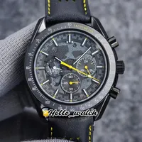 44 mm apollo edycja pamiątkowa zegarki Dark Side Moon 311 92 44 30 01 001 Kwarc Chronograph Mens Watch Pvd Black Steel Leather309e