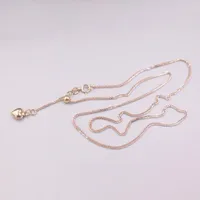 Chains AU750 Pure 18K Rose Gold Flash White Necklace Width 1mm Wheat Chain Adjustable 3.1g / 18inch For Women Gift