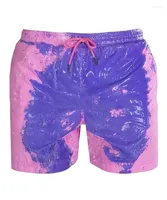 Pantalones de hombres Decoloración Trunks de natación en caso de agua y calor los pantalones cortos de playa de color rápido de secado para hombres deportes